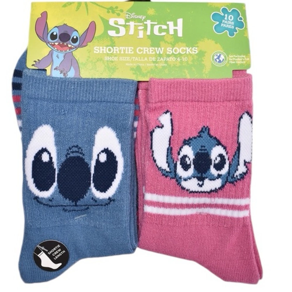 Disney - Stitch Women's Graphic Crew Socks, 10-Pack, Sizes 4-10
